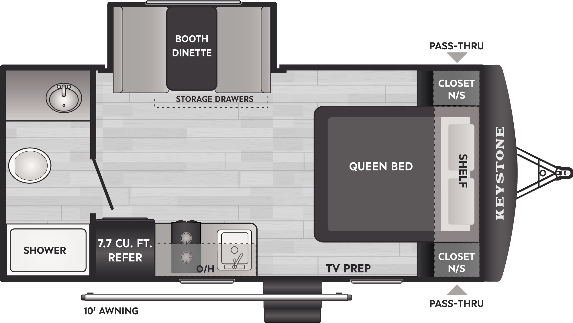 Floorplan of RV model 179RB