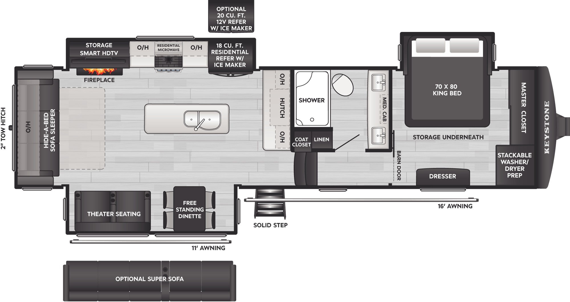 Floorplan of RV model 321RL