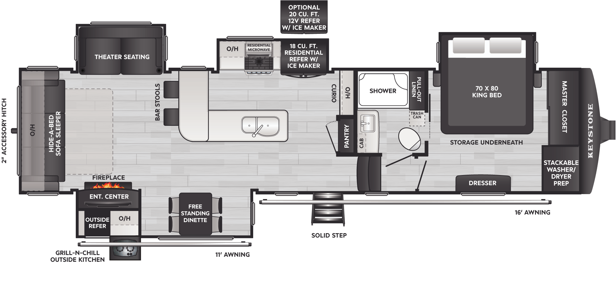 Floorplan of RV model 338GK