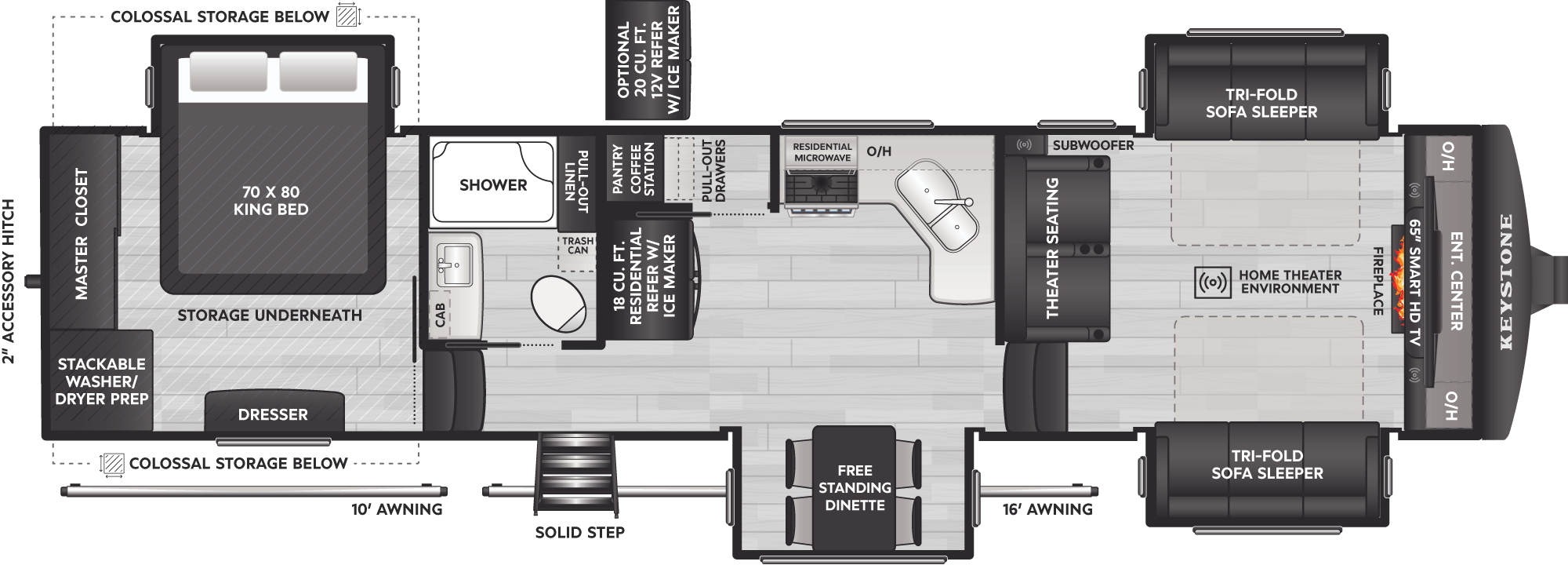 Floorplan of RV model 346FL
