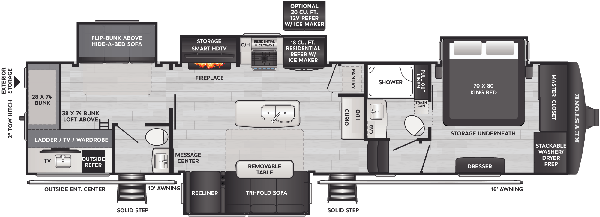 Floorplan of RV model 378BH