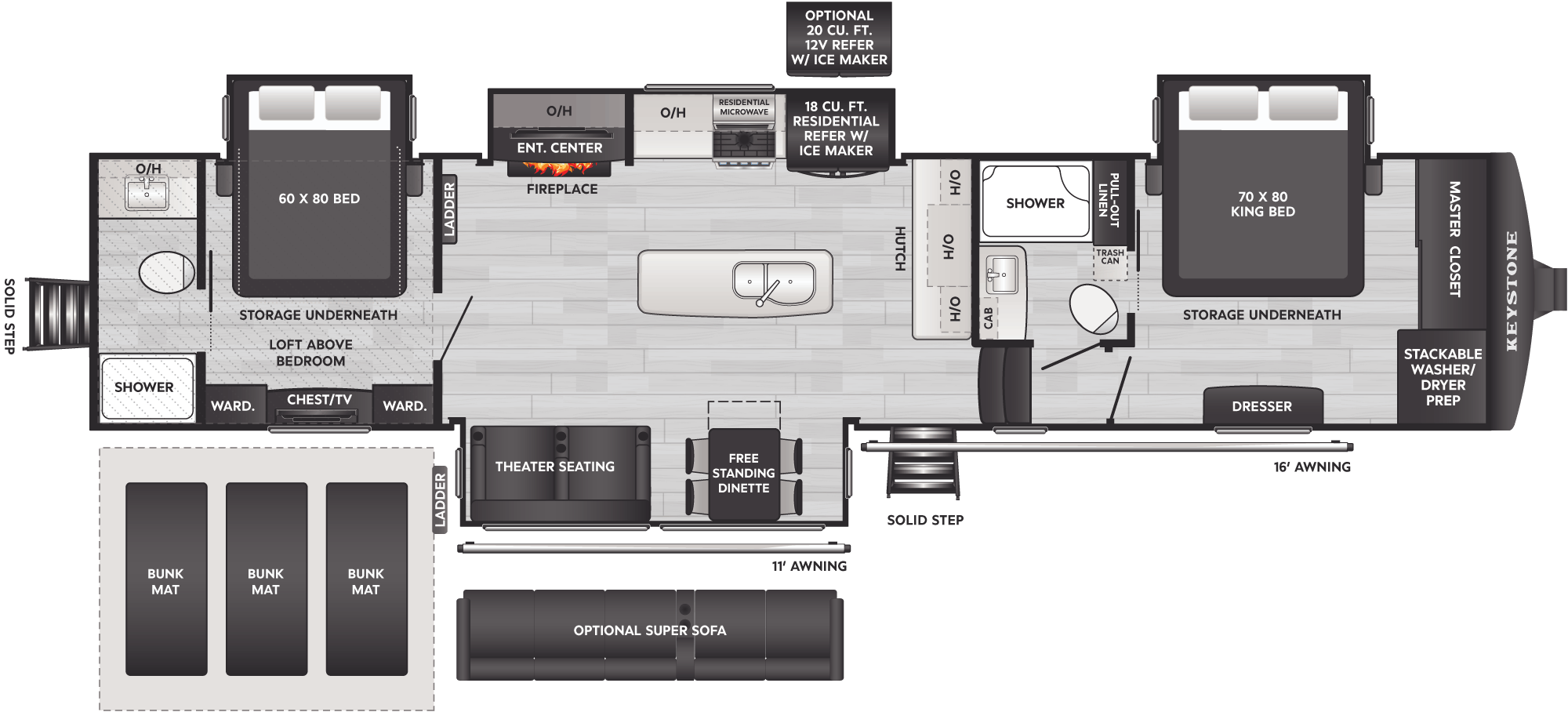 Floorplan of RV model 390DS