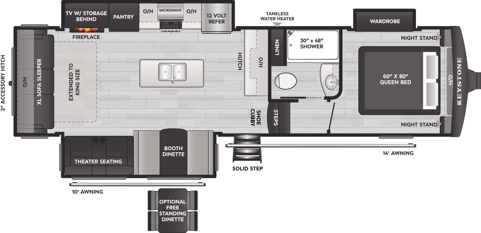 Floorplan of RV model 292SLRL