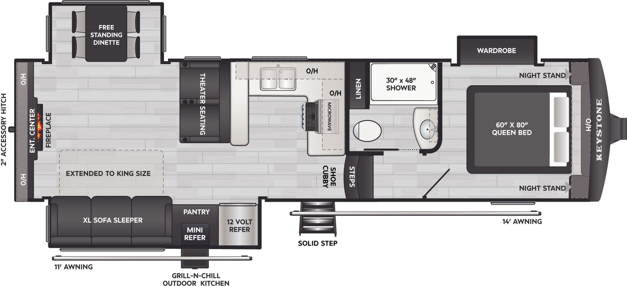 Floorplan of RV model 294SLRD
