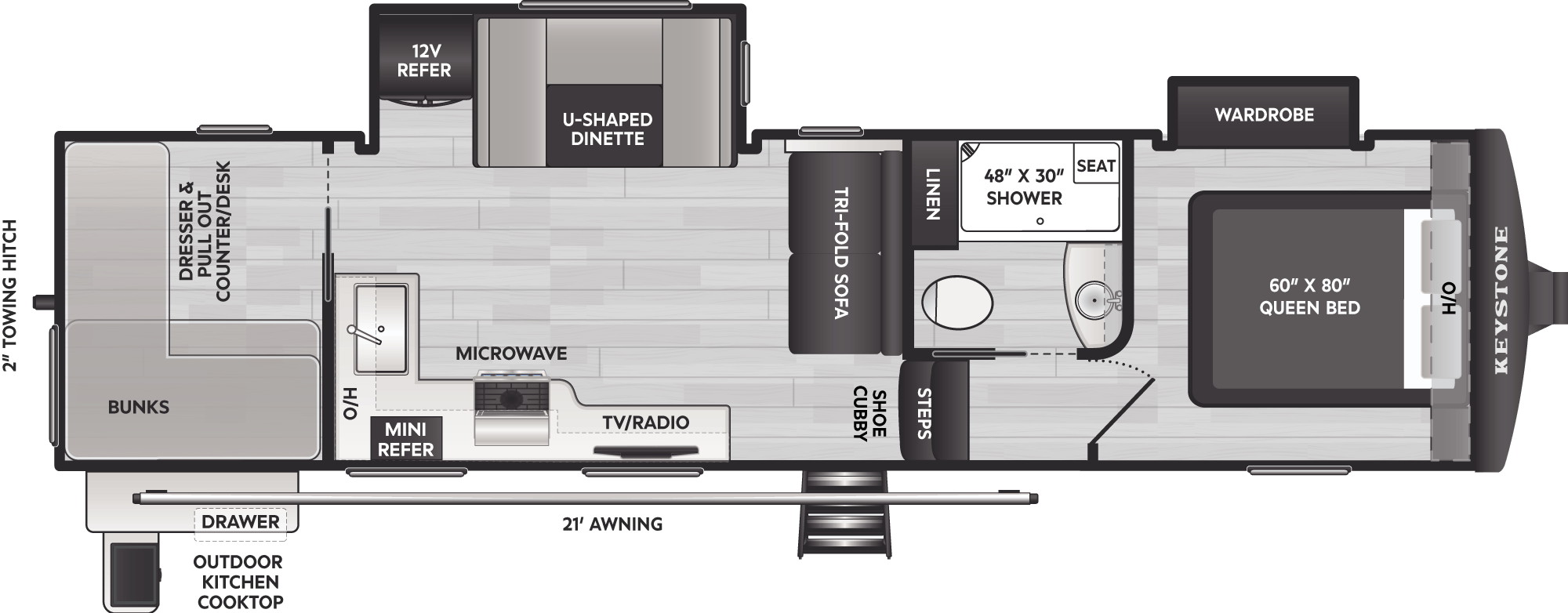 Floorplan of RV model 308SLBH