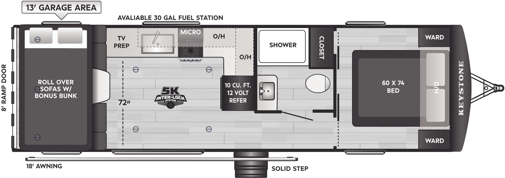 Floorplan of RV model 29WFO