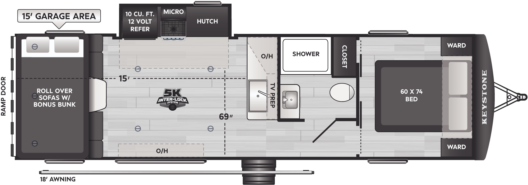 Floorplan of RV model 30WFO