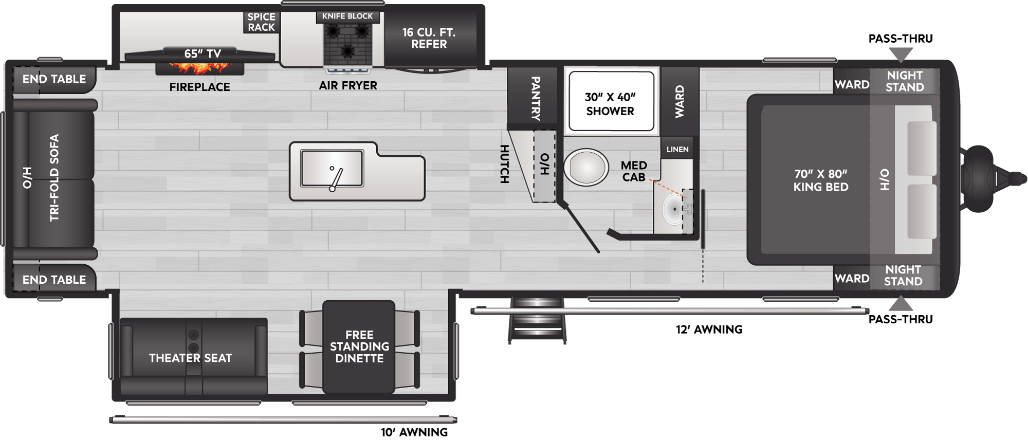 Floorplan of RV model 2950RL