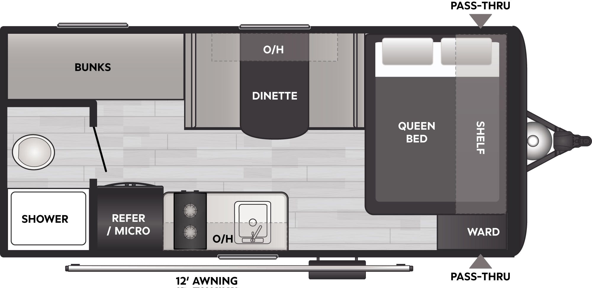 Floorplan of RV model 17BX