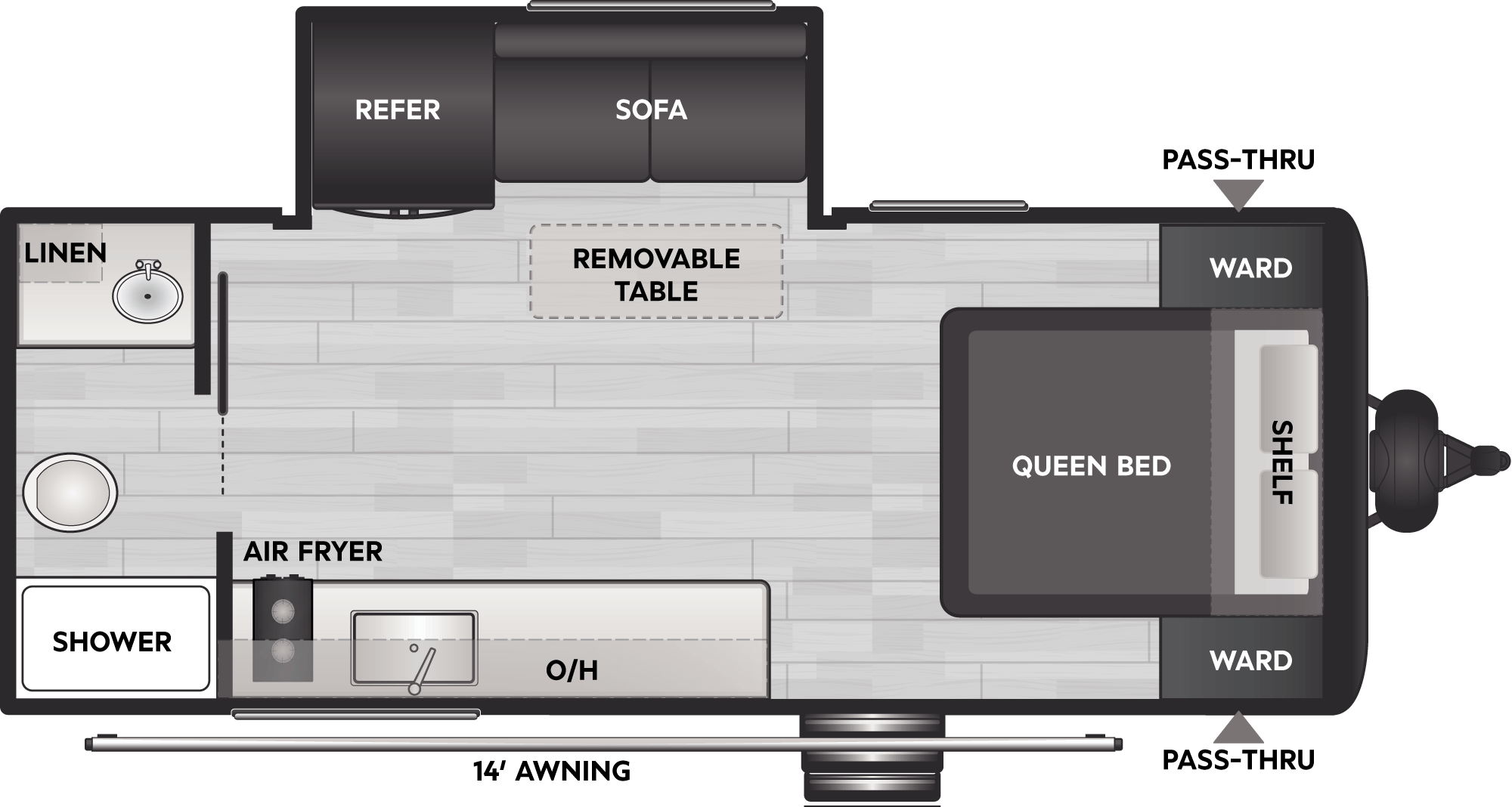 Floorplan of RV model 18RX