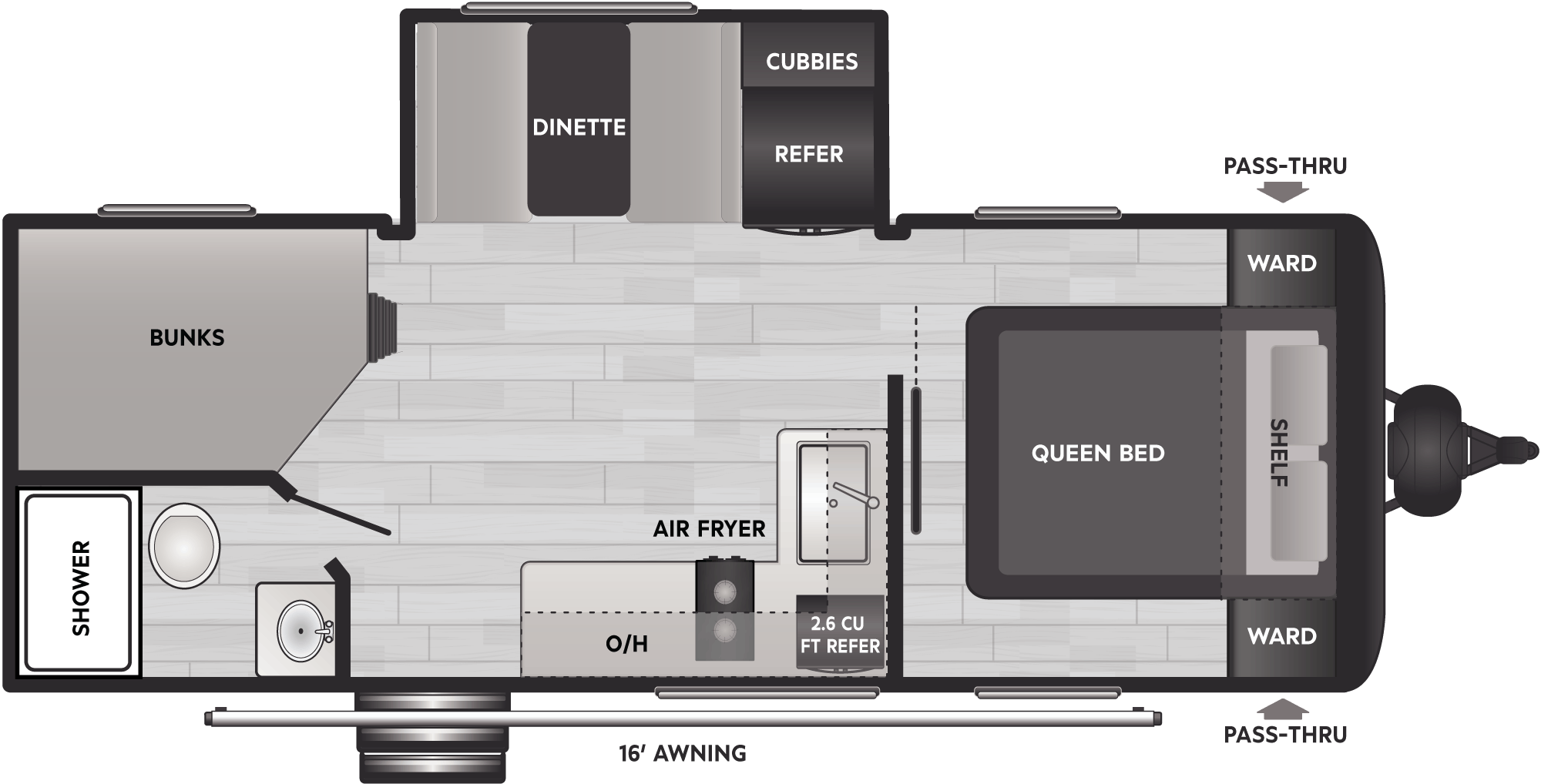 Floorplan of RV model 22BX