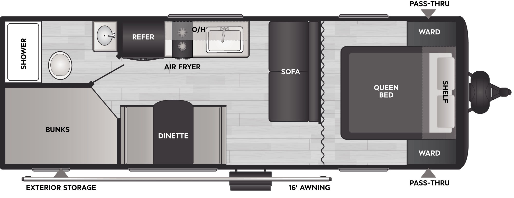 Floorplan of RV model 23B