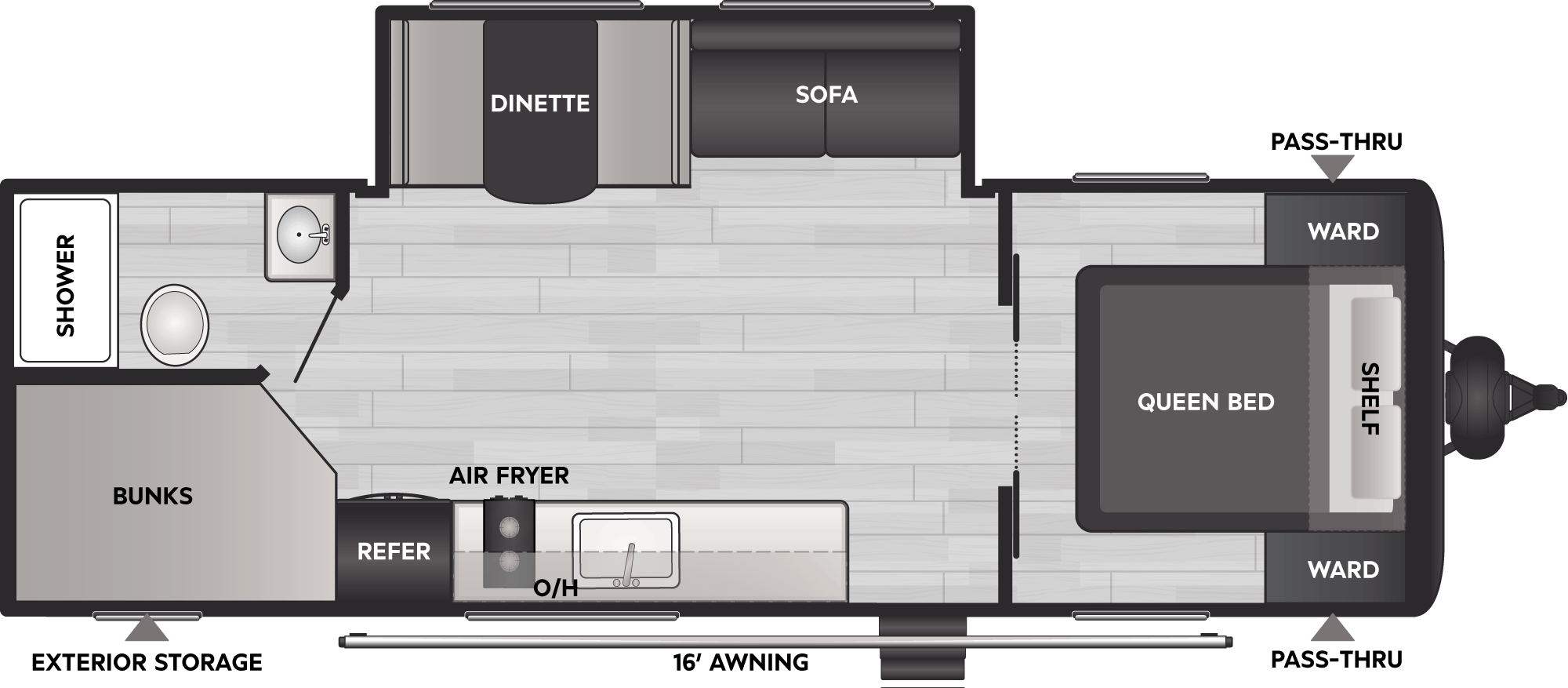 Floorplan of RV model 25B