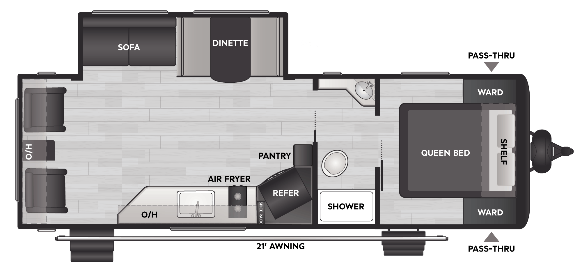 Floorplan of RV model 25R