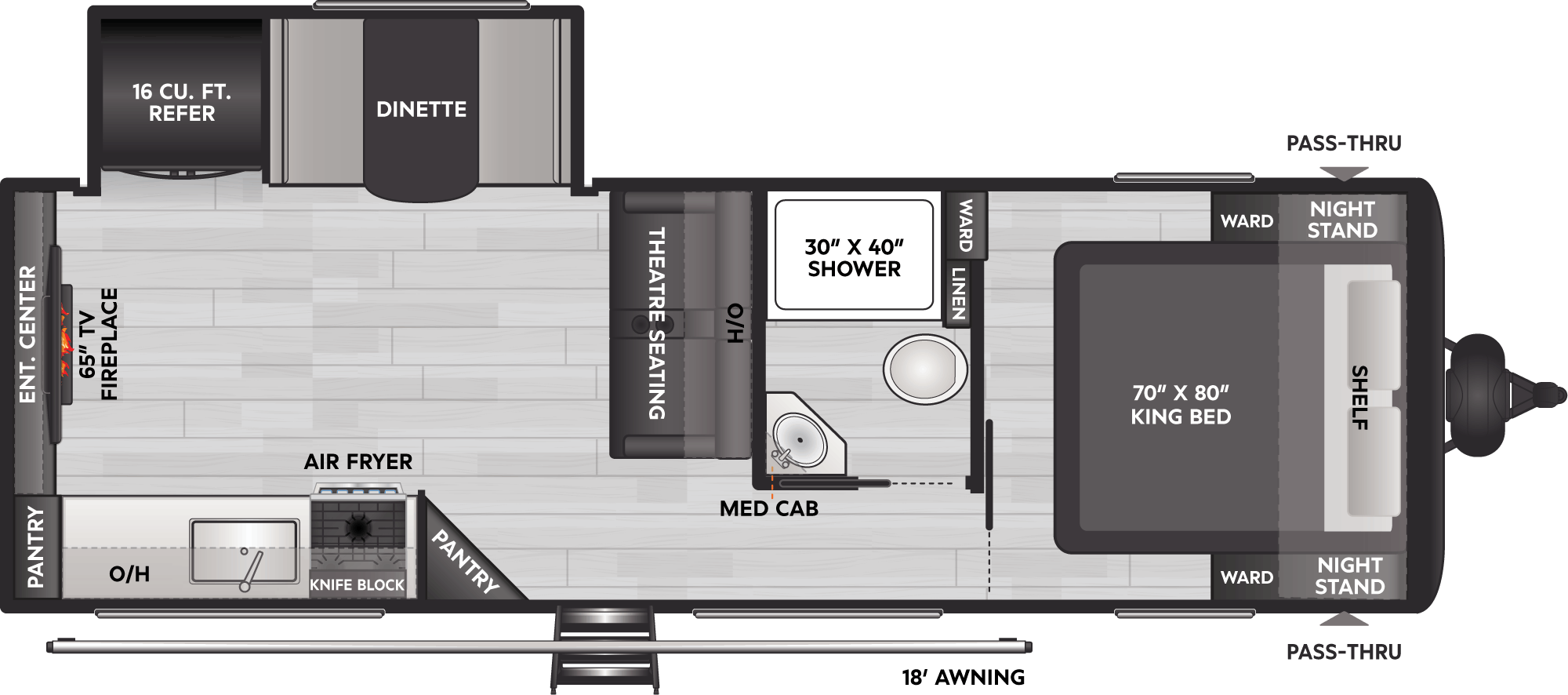 Floorplan of RV model 25REX