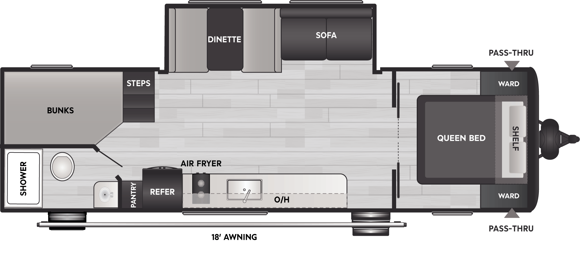 Floorplan of RV model 26BX