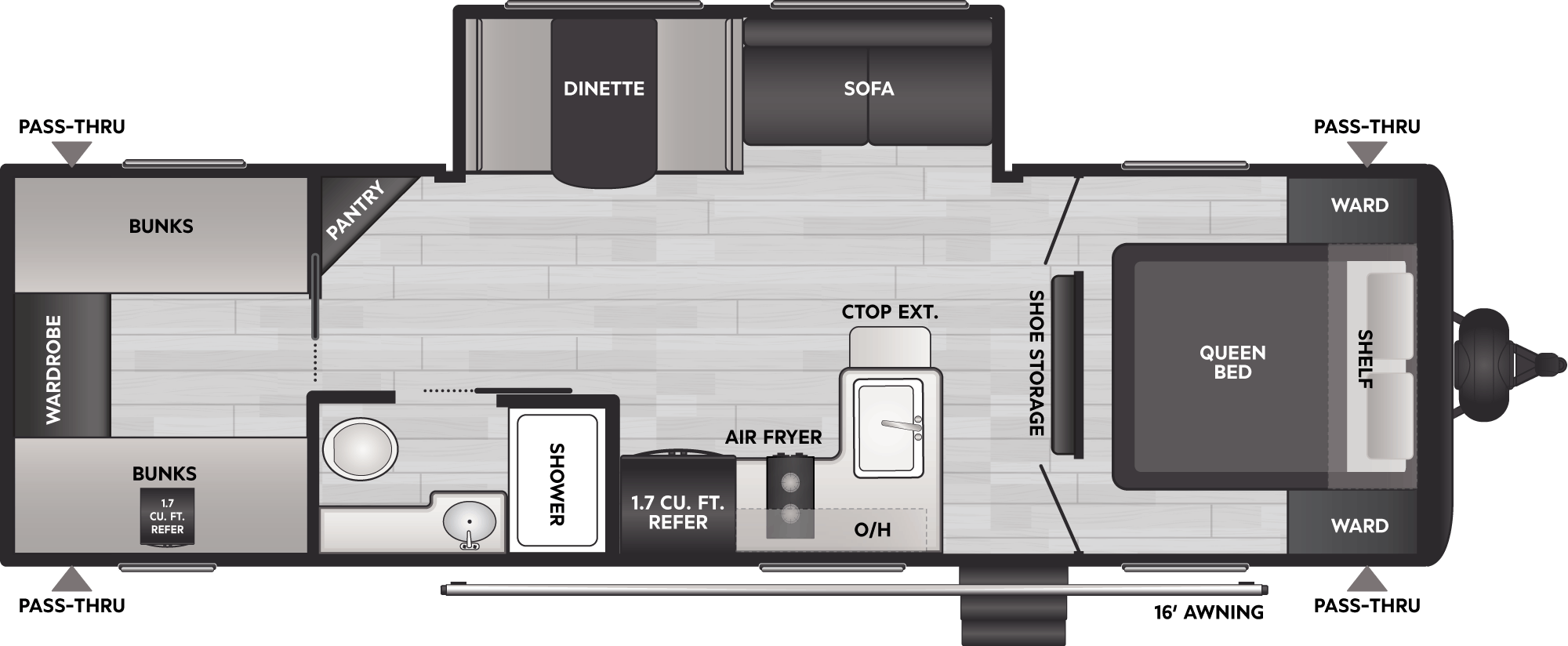 Floorplan of RV model 27B