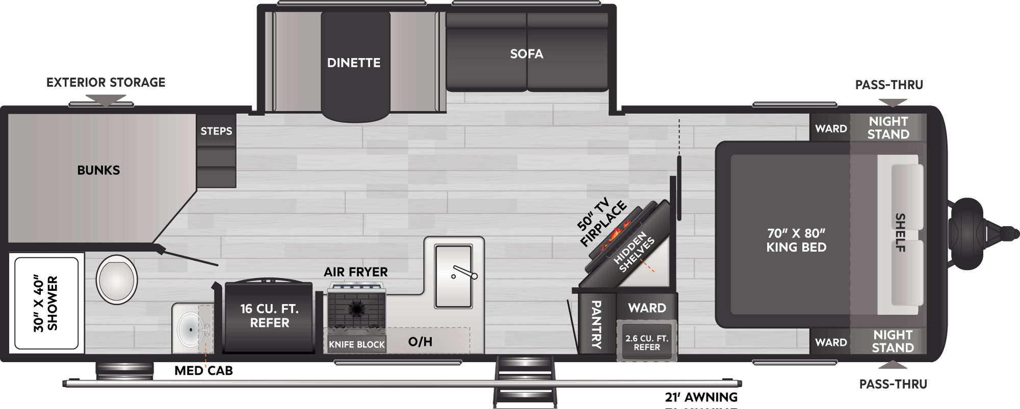 Floorplan of RV model 28BHS