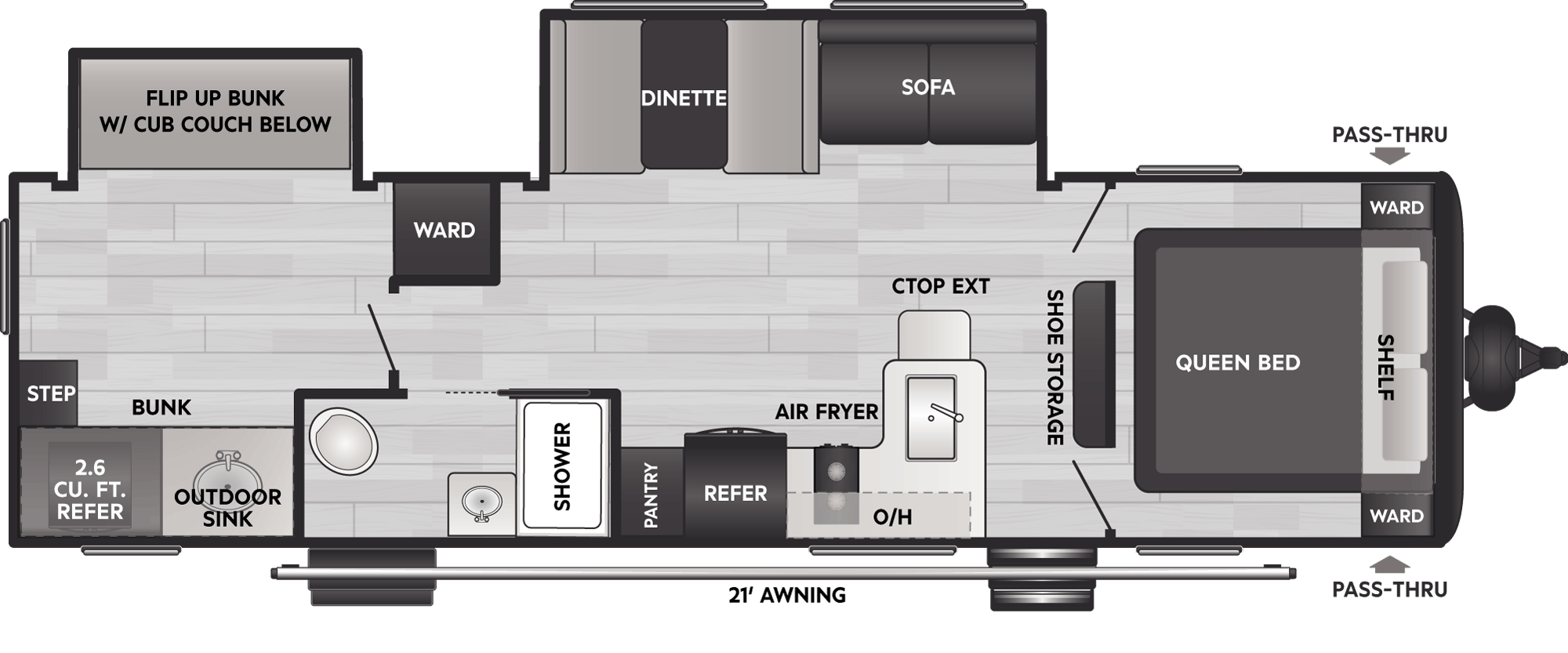 Floorplan of RV model 29BX