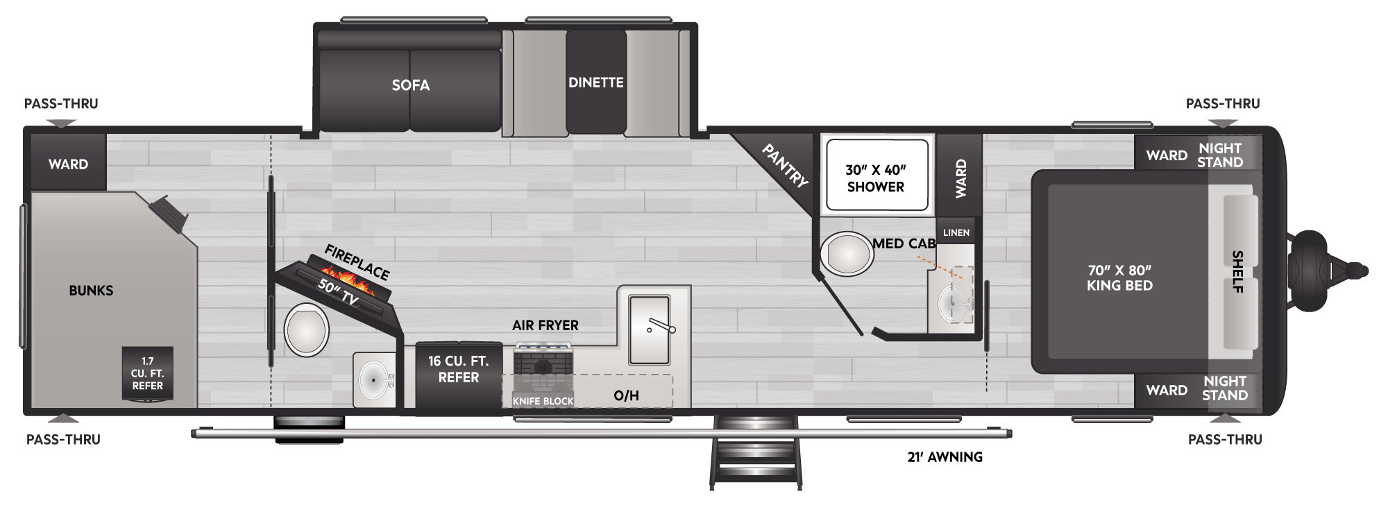 Floorplan of RV model 32BHS