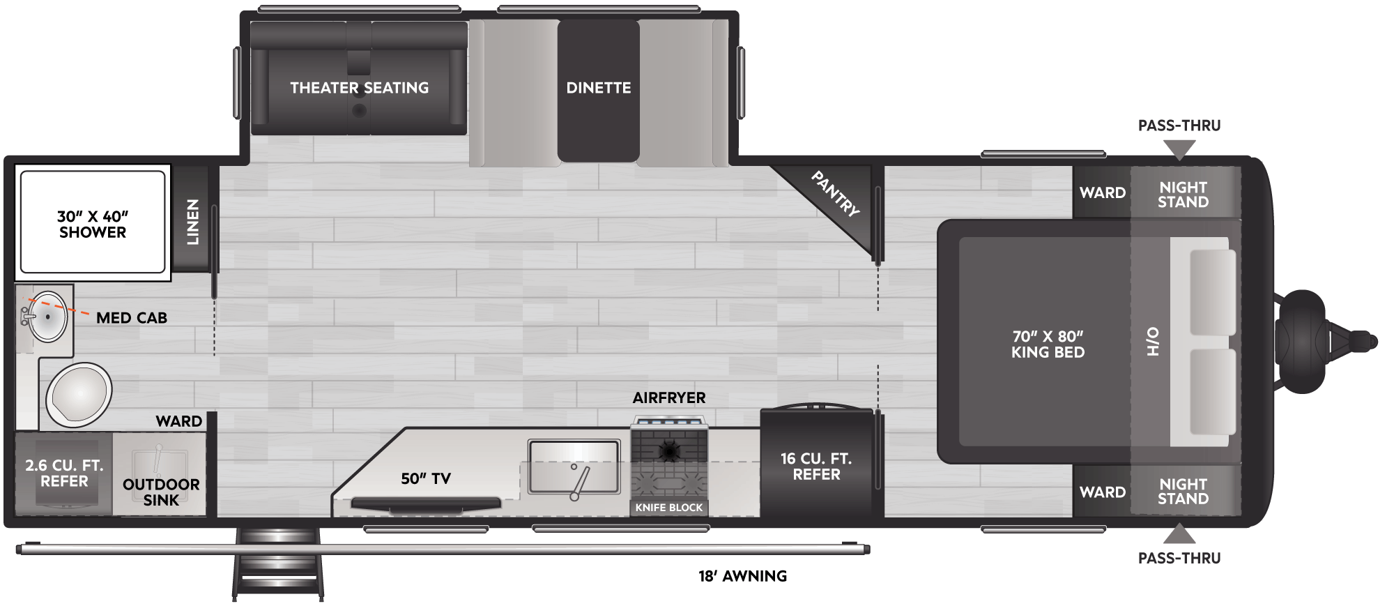 Floorplan of RV model 2600RB