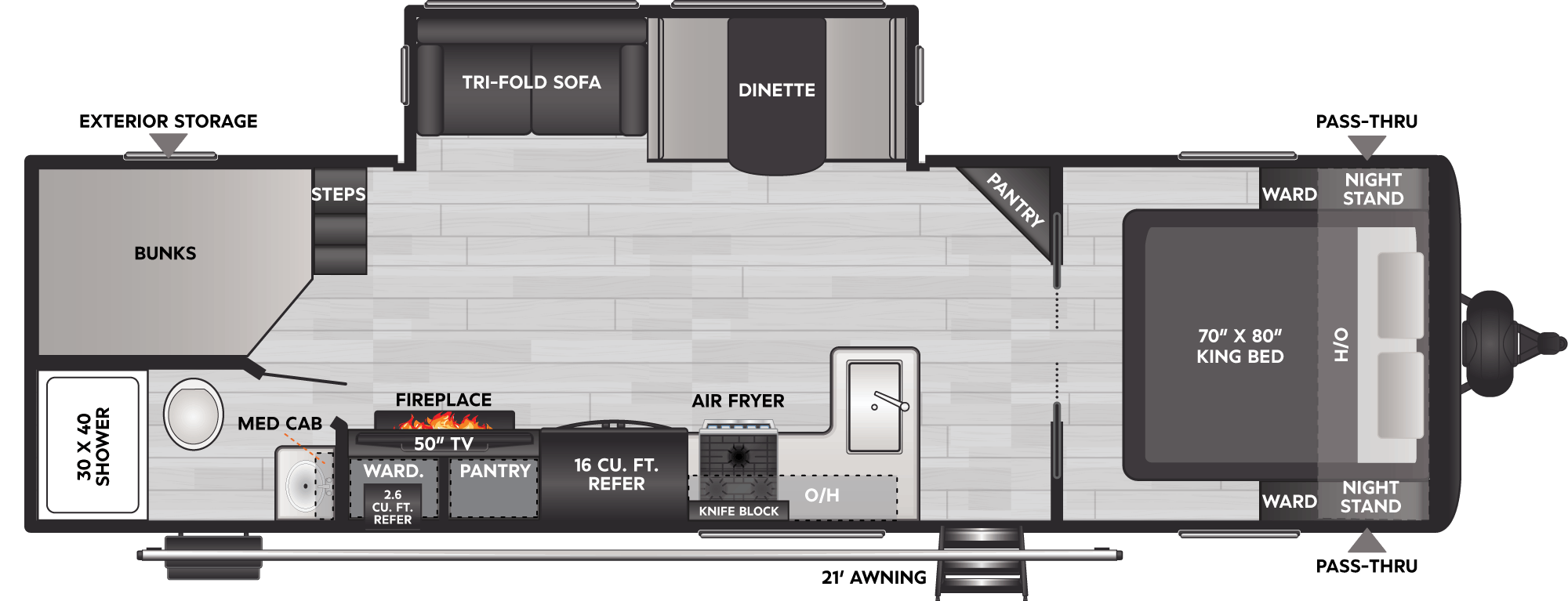 Floorplan of RV model 2900BH