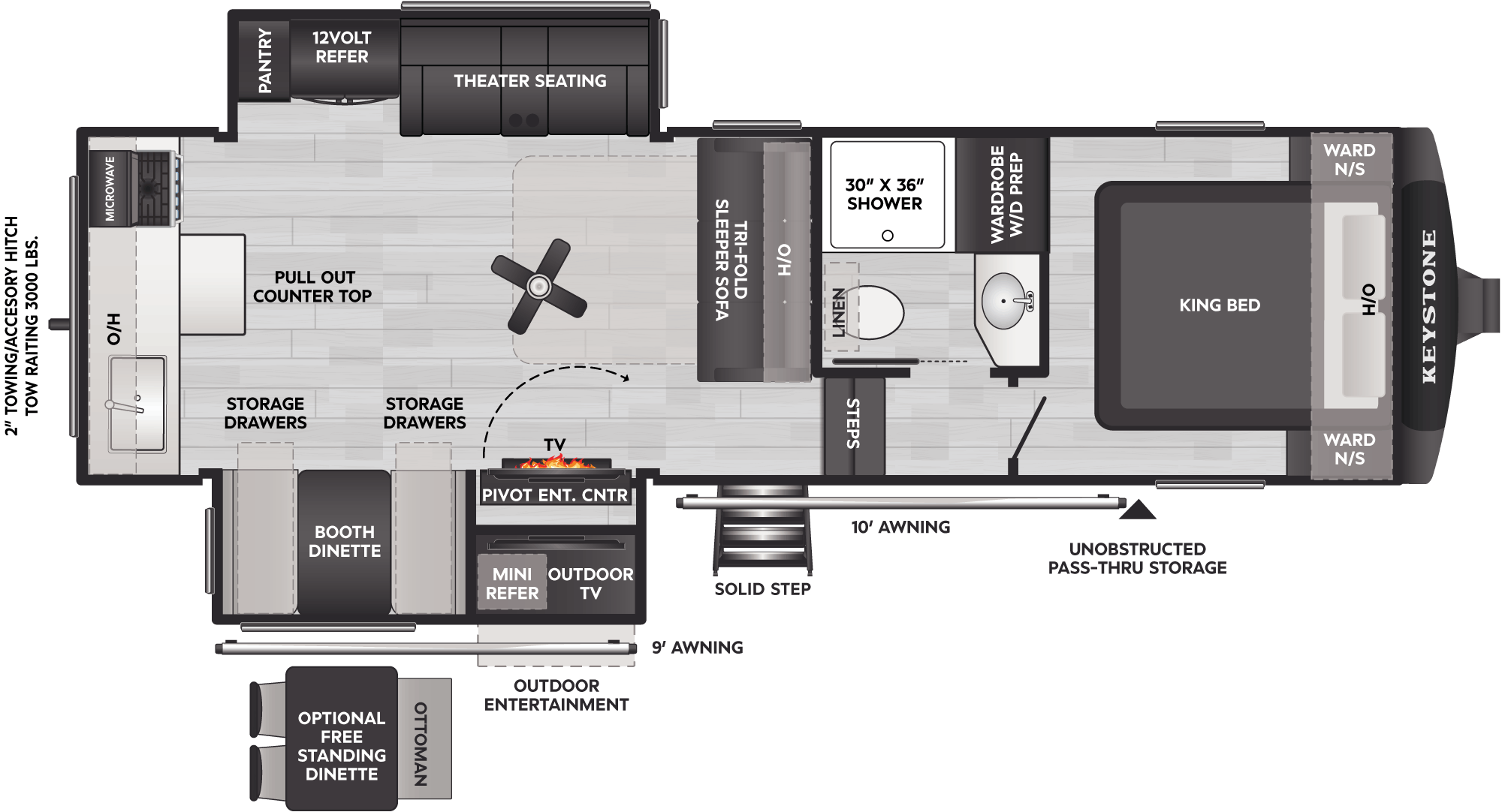 Floorplan of RV model 26RKE
