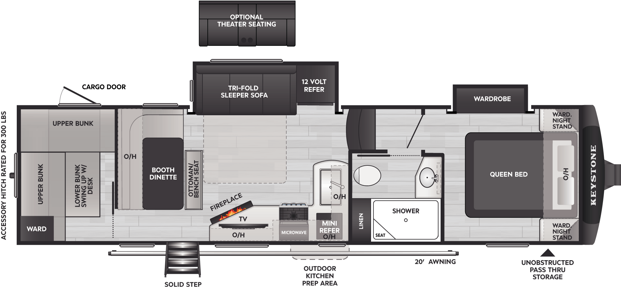 Floorplan of RV model 29BHL