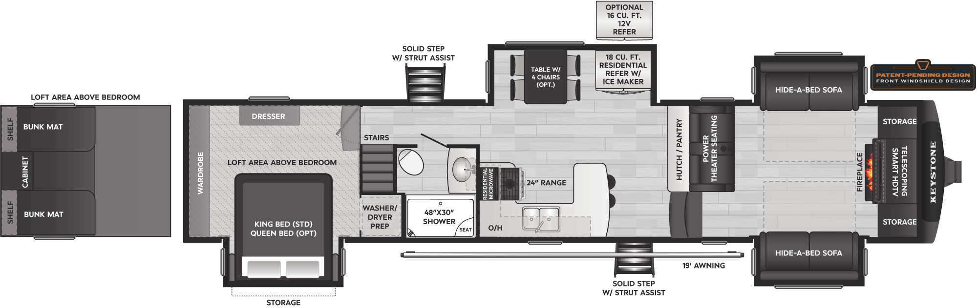 Floorplan of RV model 377FL