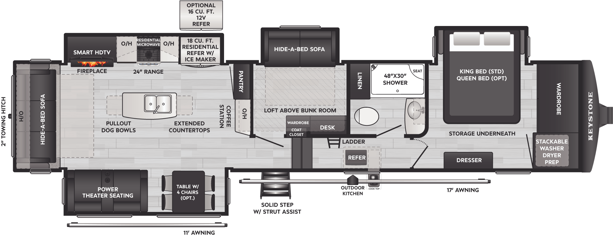 Floorplan of RV model 385BR
