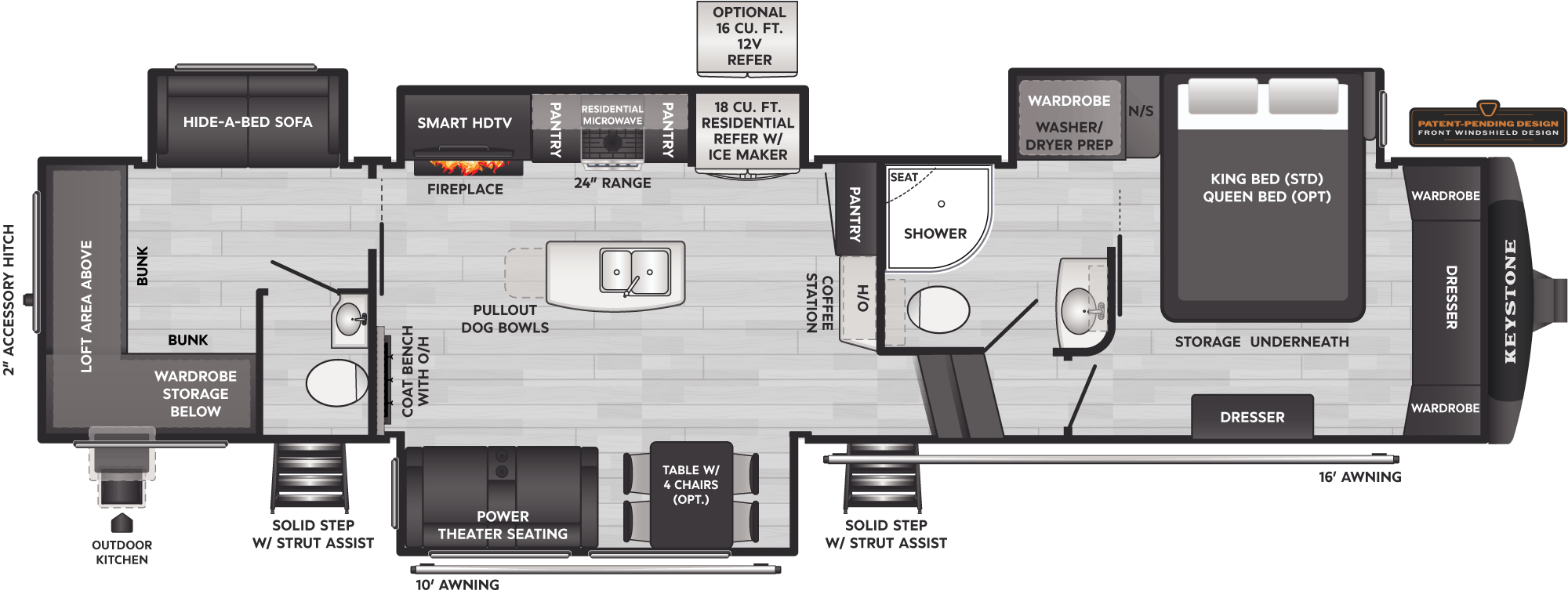Floorplan of RV model 389BH