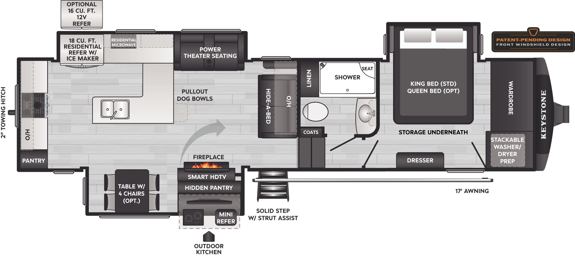 Floorplan of RV model 325RK