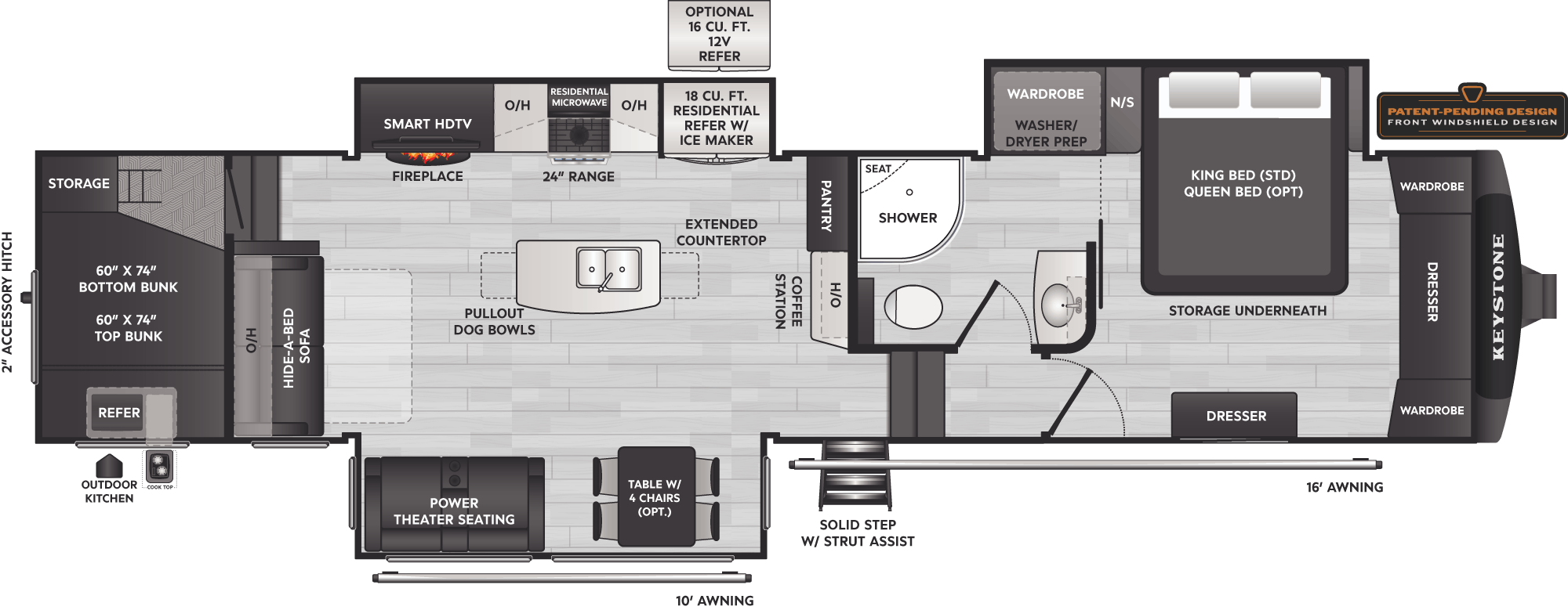 Floorplan of RV model 351BH