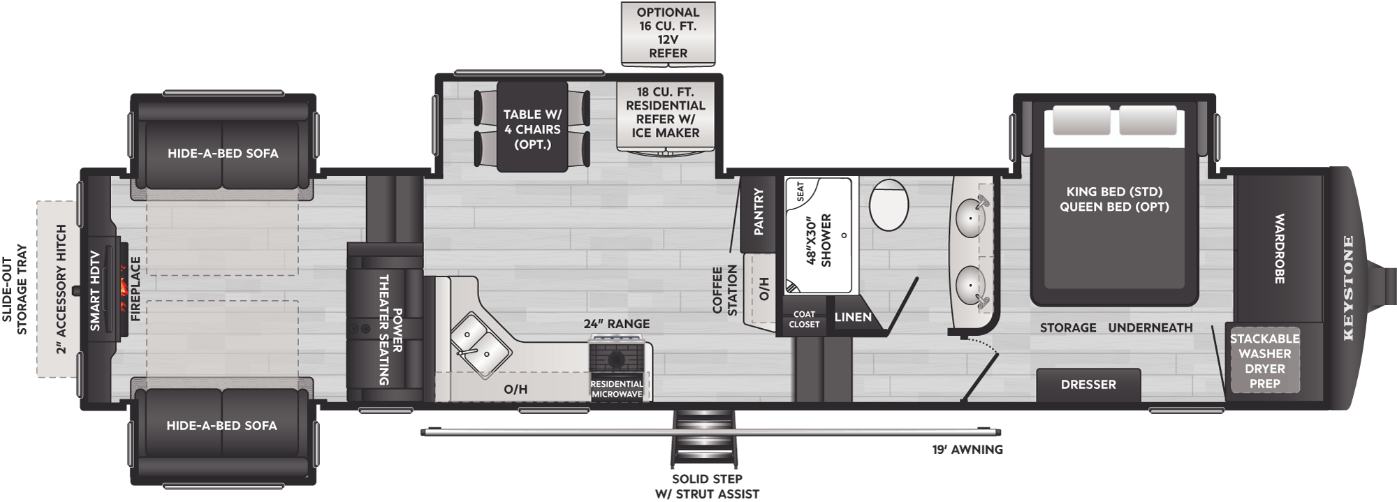Floorplan of RV model 373RD