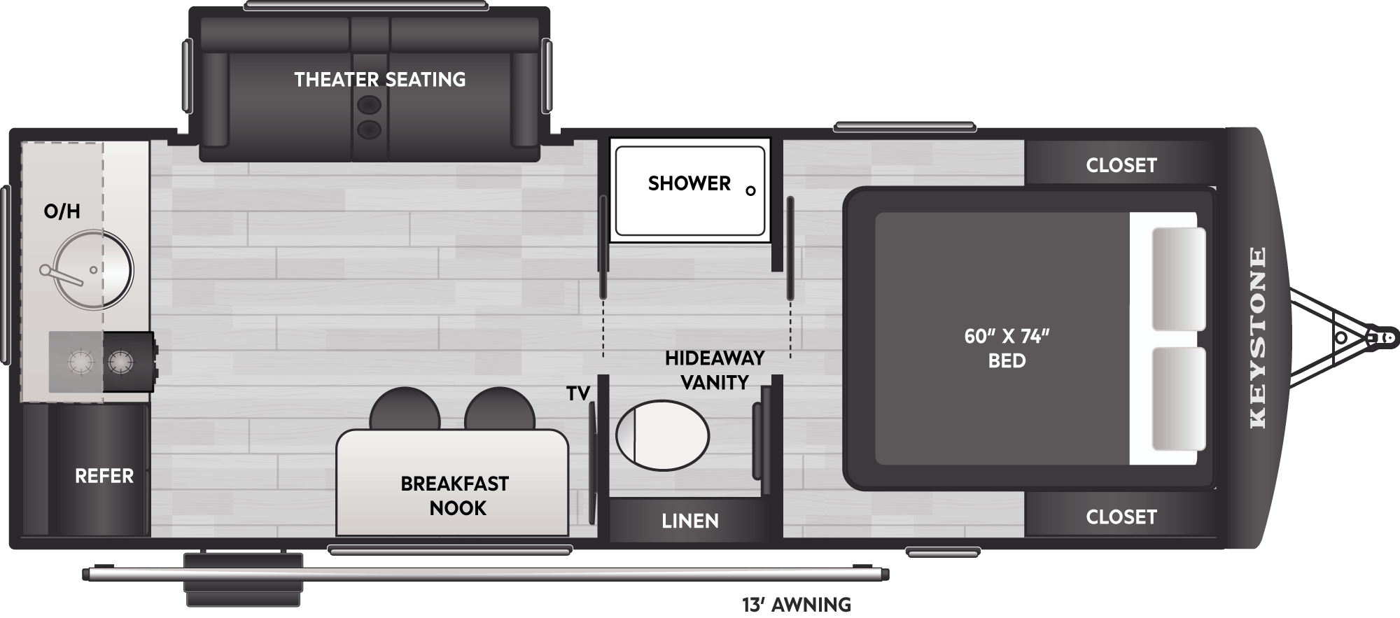 Floorplan of RV model 19RKS