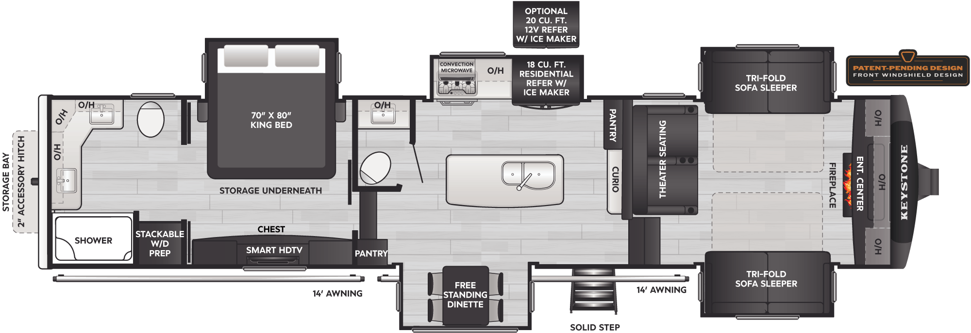 Floorplan of RV model 3700FL