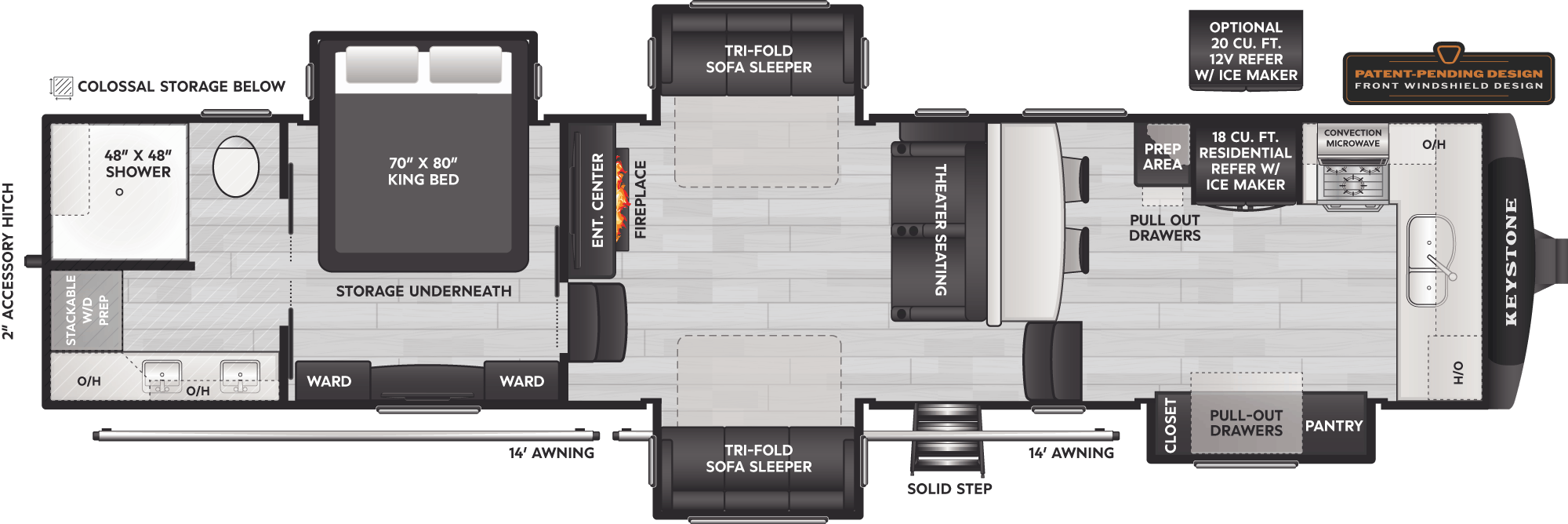 Floorplan of RV model 3820FK
