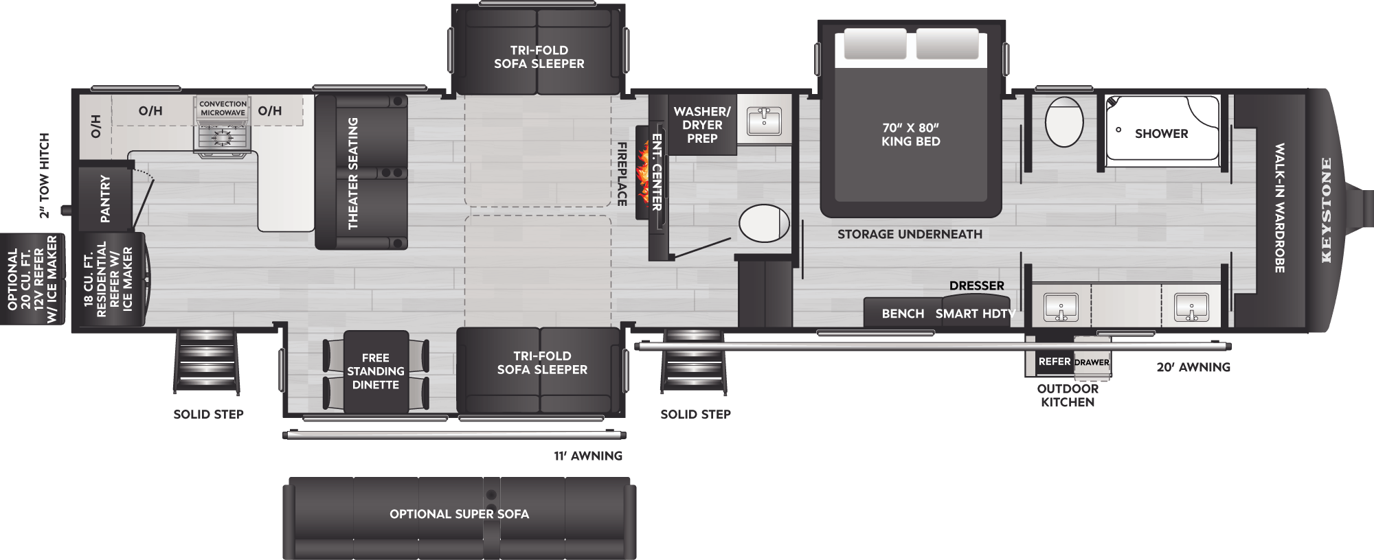Floorplan of RV model 3910RK