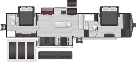Floorplan of RV model 390DS