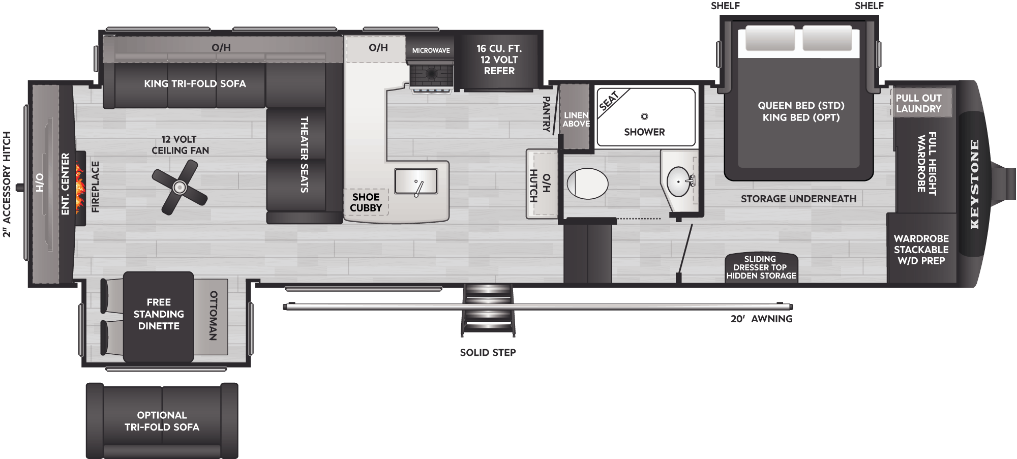 Floorplan of RV model 320RDS