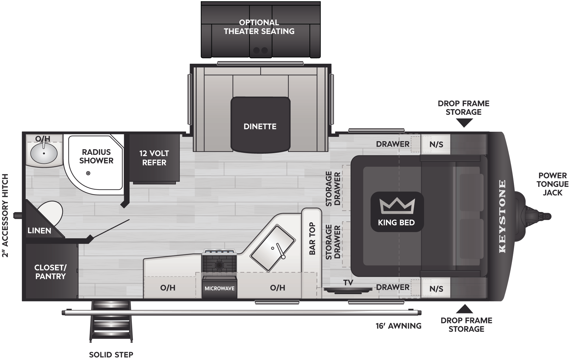 Floorplan of RV model 22RBS