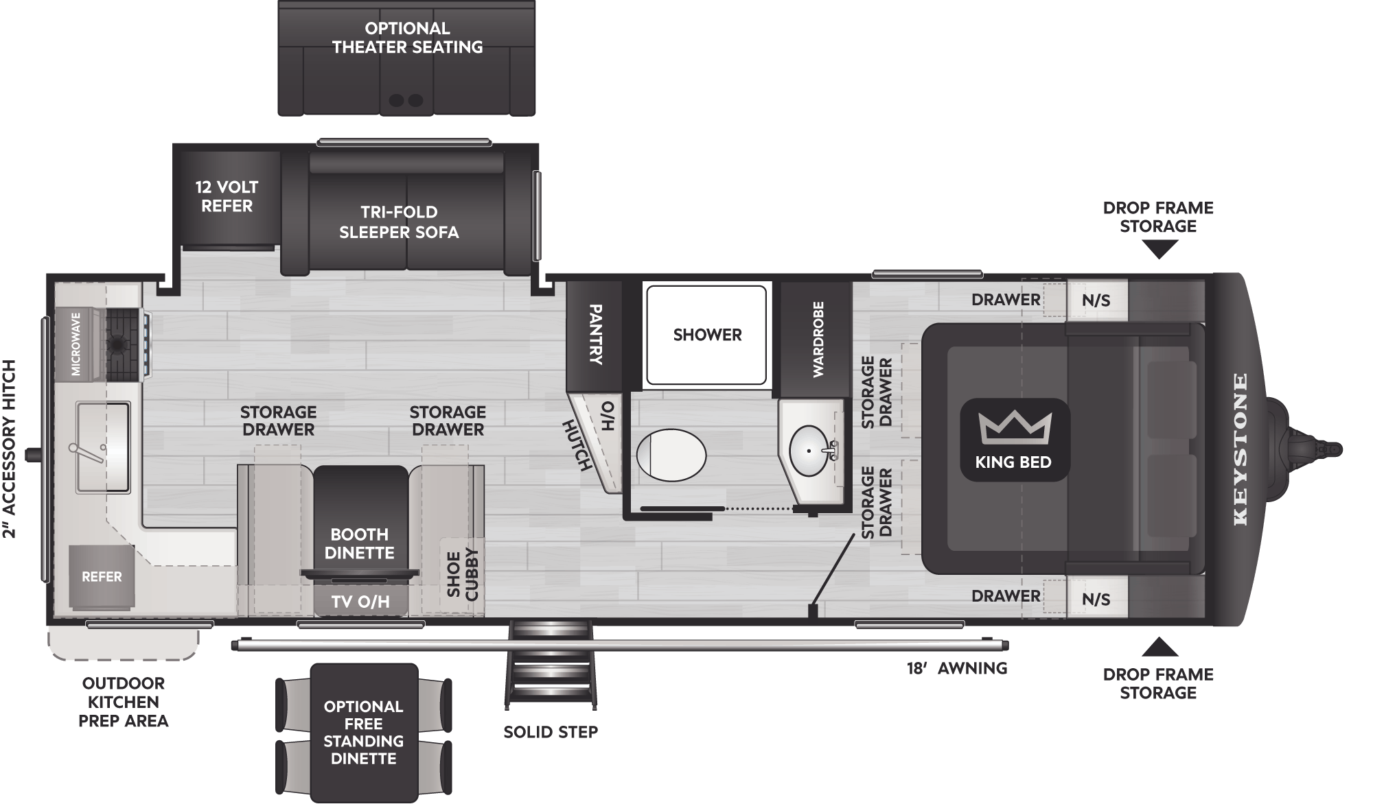 Floorplan of RV model 25MLE