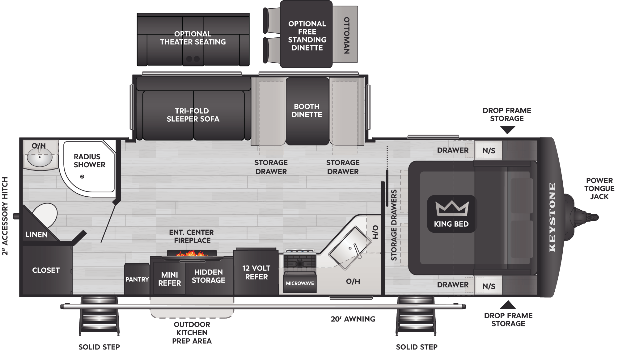Floorplan of RV model 26RBSWE