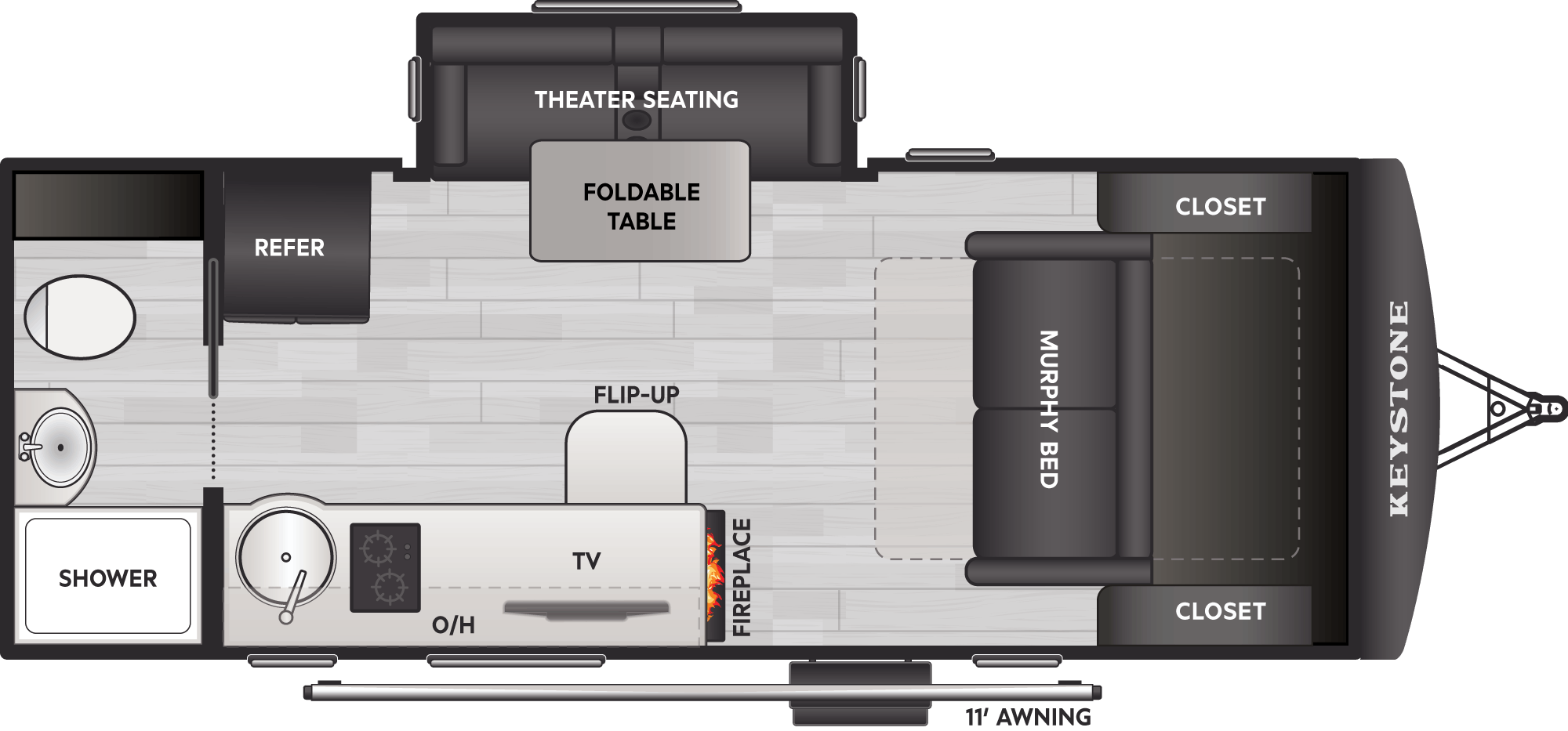 Floorplan of RV model 18RBS
