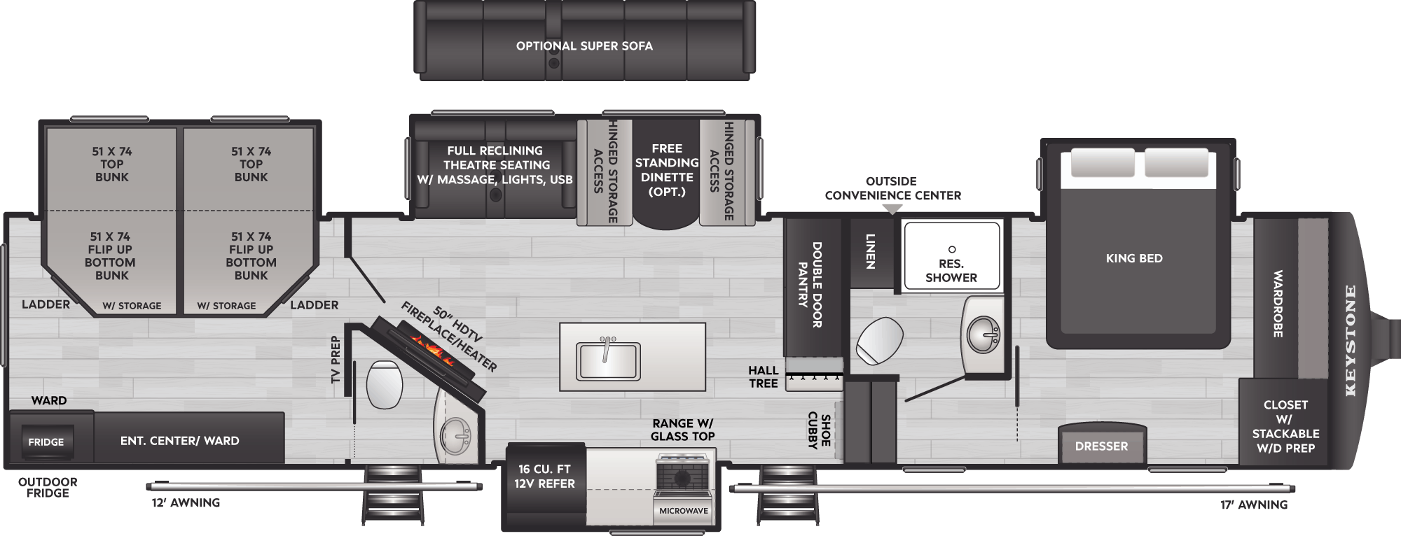 Floorplan of RV model 3810QBS