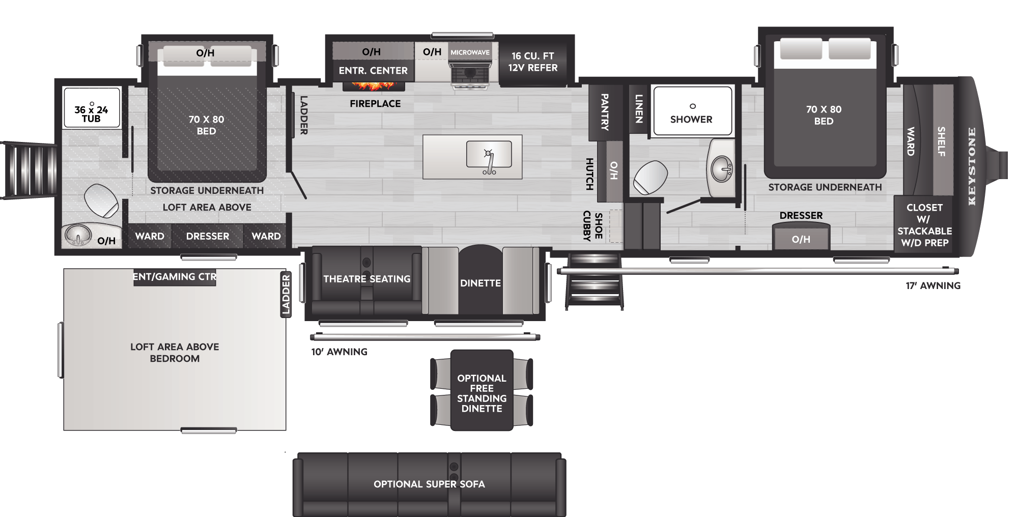 Floorplan of RV model 3920DSL