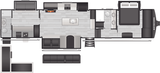 Floorplan of RV model 3900DBL