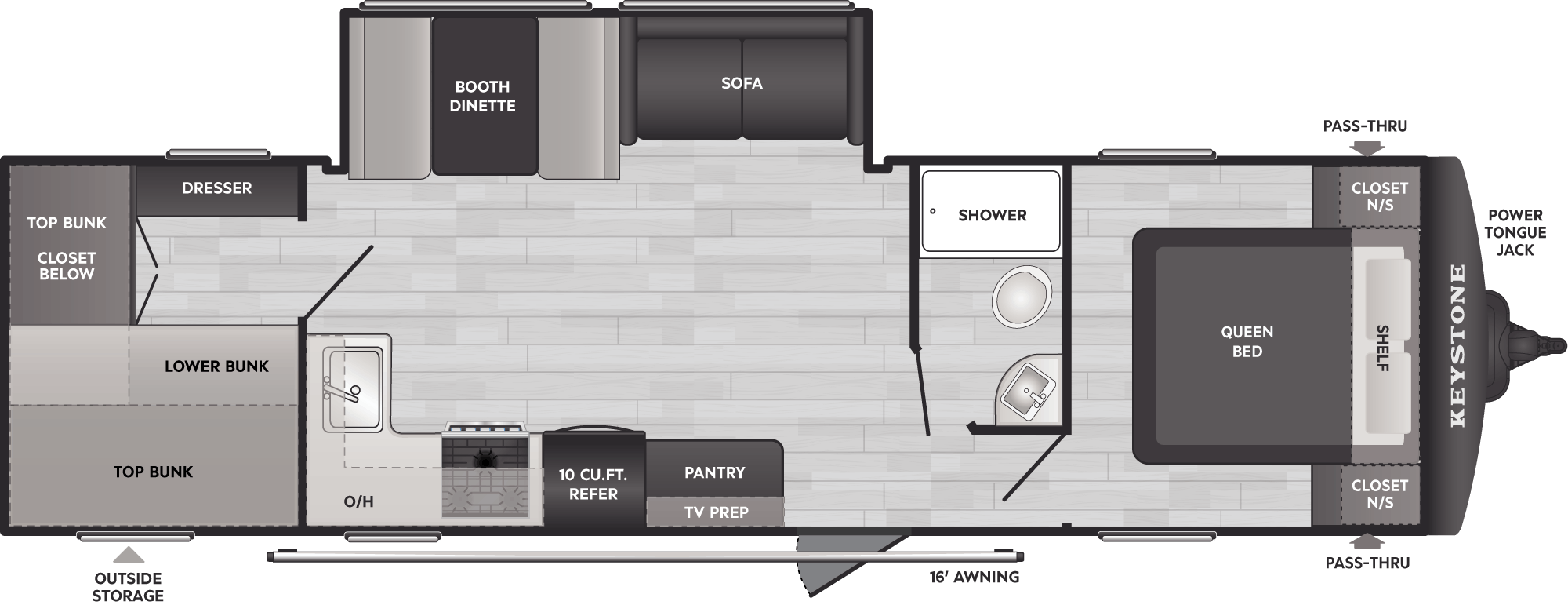 Floorplan of RV model 291BRCWE