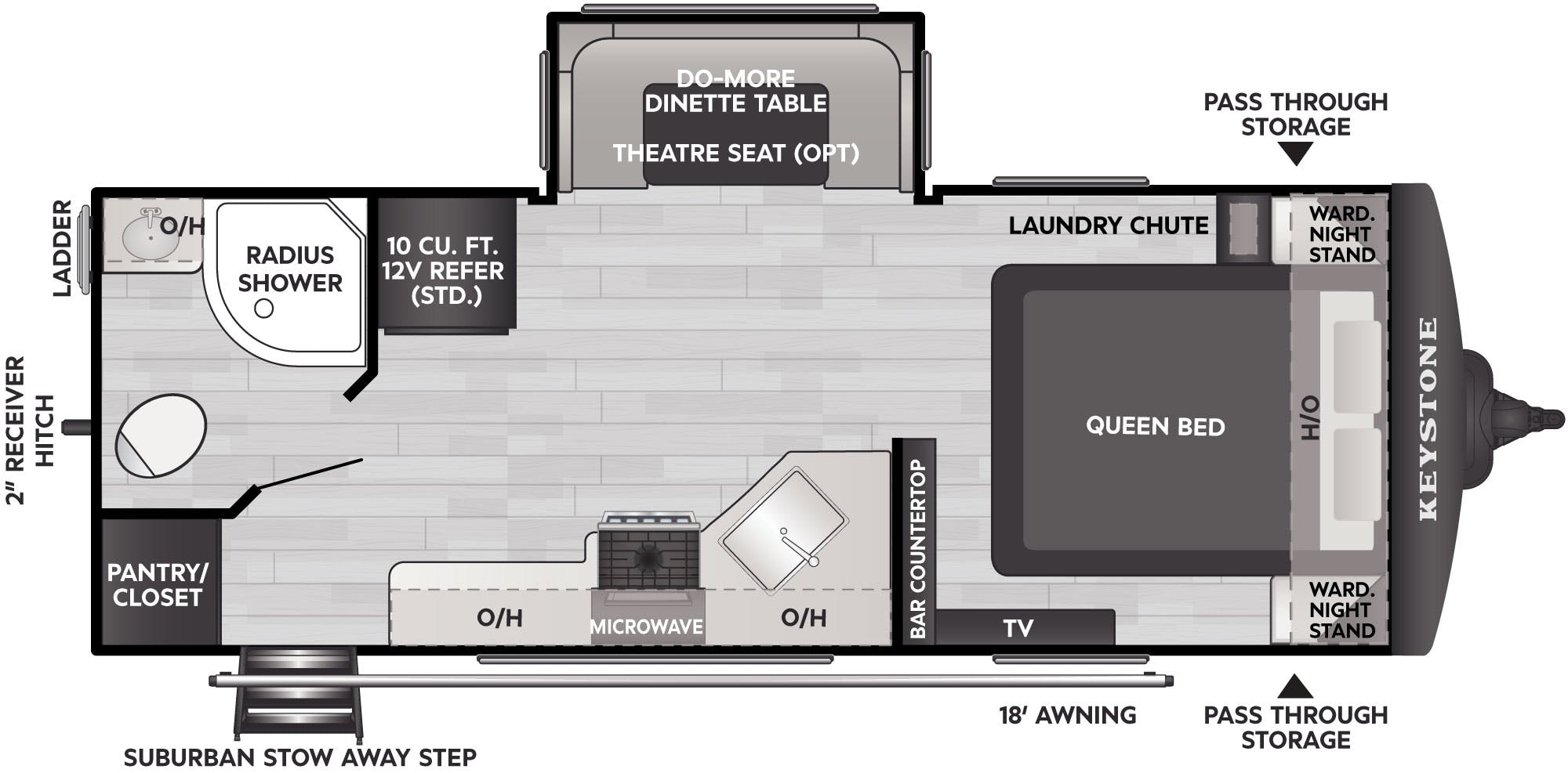 Floorplan of RV model 212RB