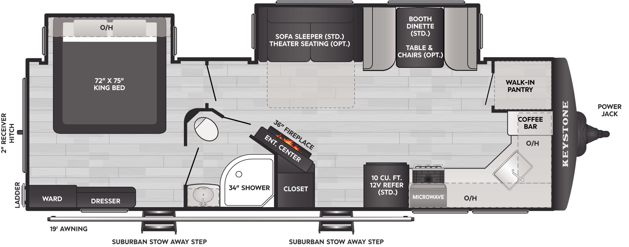 Floorplan of RV model 271FK